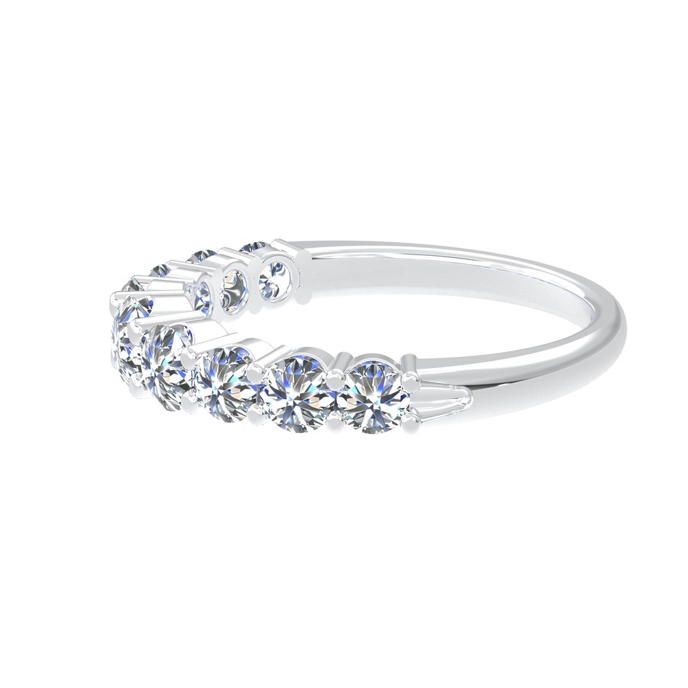 White Gold 14K 9 Stones Brilliant Cut 1 ct Natural Diamond Ring Size 5.5